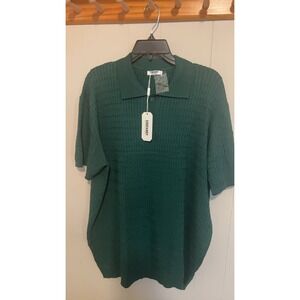 COOFANDY Men's Green Textured Polo Shirt